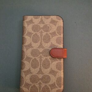 Coach Tan and Brown Phone Wallet Case